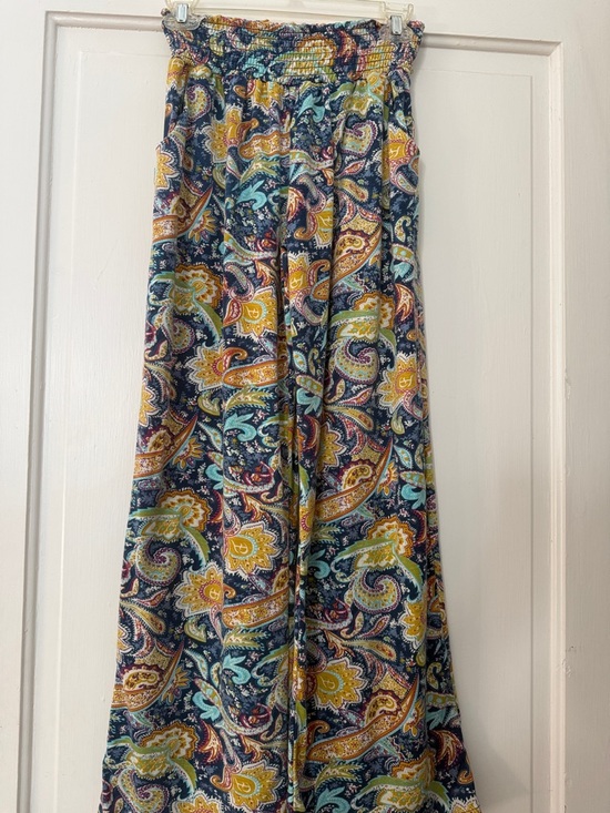 Urban Coco Pants - Wide Leg Paisley Print Women’s Pants - Navy Multicolor